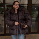 Women's Quilted Jacket Oversized Fit Water-Repellent High Shawl Collar