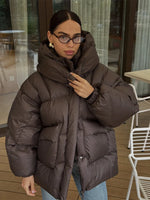 Women's Quilted Jacket Oversized Fit Water-Repellent High Shawl Collar
