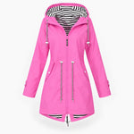 Women's Rain Jacket Waterproof Longline Adjustable Hood