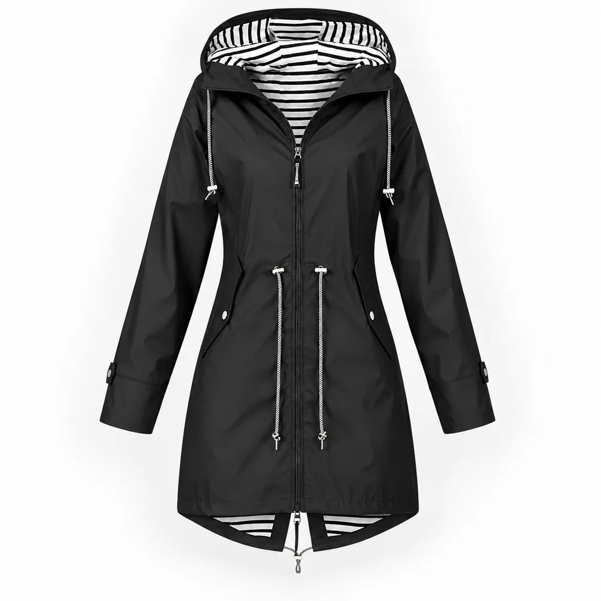 Women's Rain Jacket Waterproof Longline Adjustable Hood
