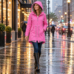 Women's Rain Jacket Waterproof Longline Adjustable Hood