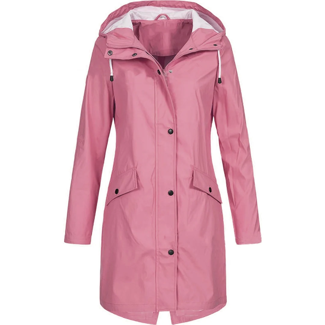 Women's Rain Jacket Waterproof Windproof Long Hooded Design