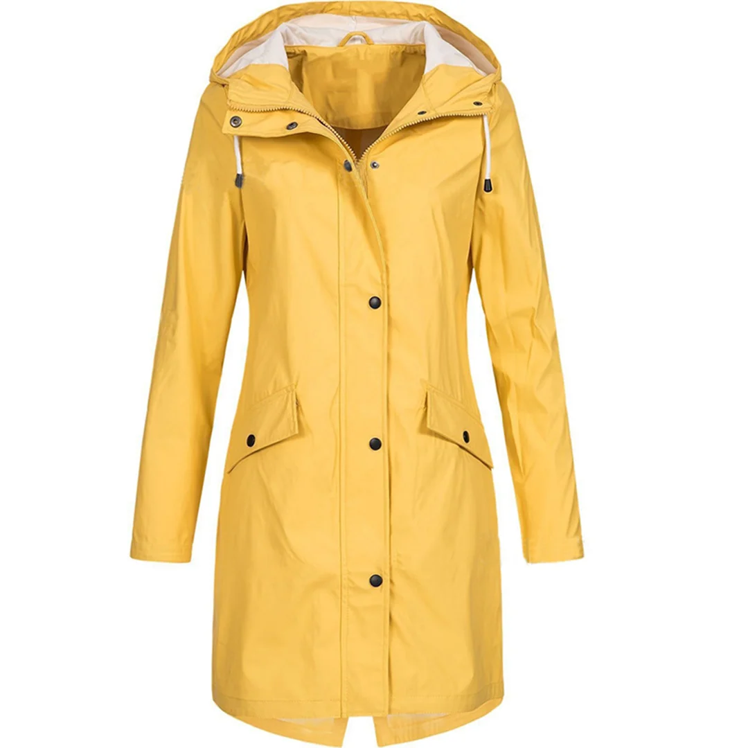 Women's Rain Jacket Waterproof Windproof Long Hooded Design