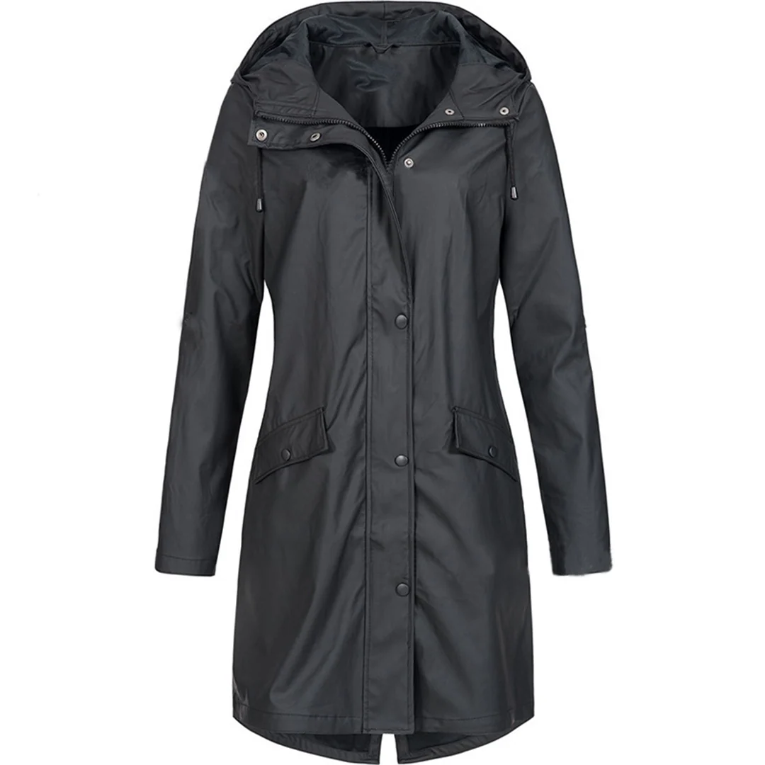 Women's Rain Jacket Waterproof Windproof Long Hooded Design