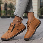 Women's Sneakers Ankle-Height Side-Zip Lace-Up Closure