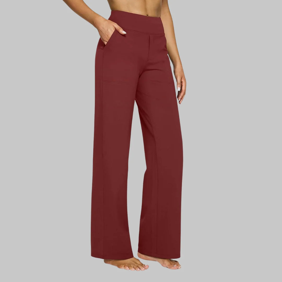 Women’s Stretch Pants High-Waisted Straight-Leg Breathable Stretch Fabric