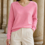 Women's Sweater Fine Wool V-Neck Relaxed Fit