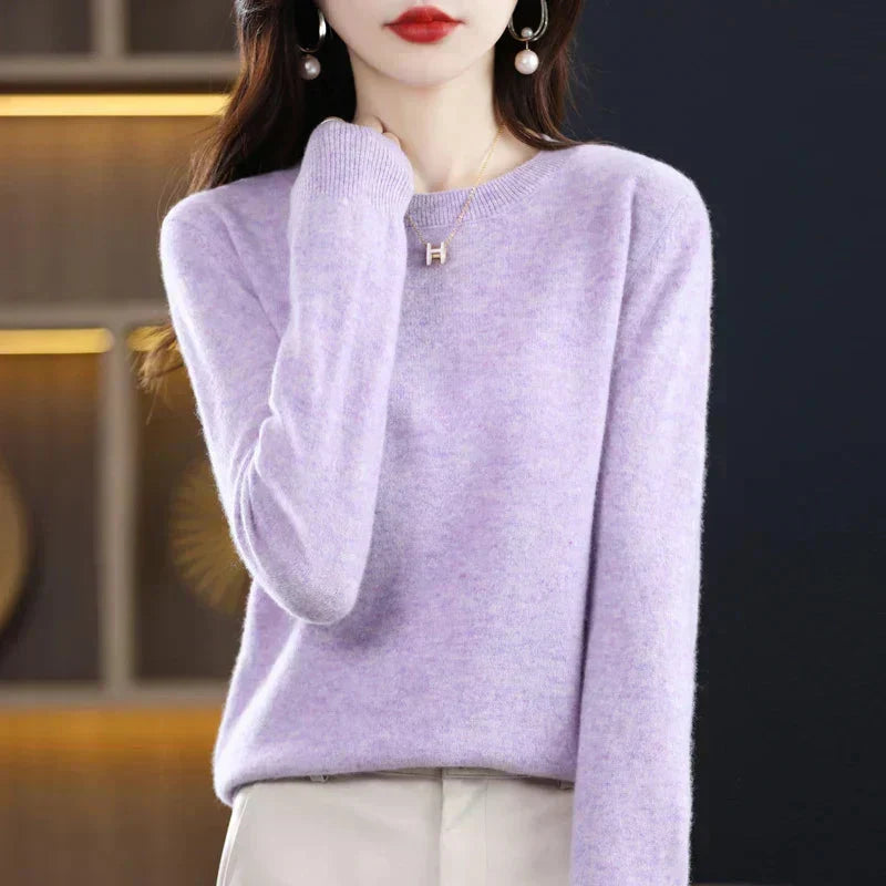 Women's Sweater Soft Lightweight Fine Knit Crew Neck Long Sleeve