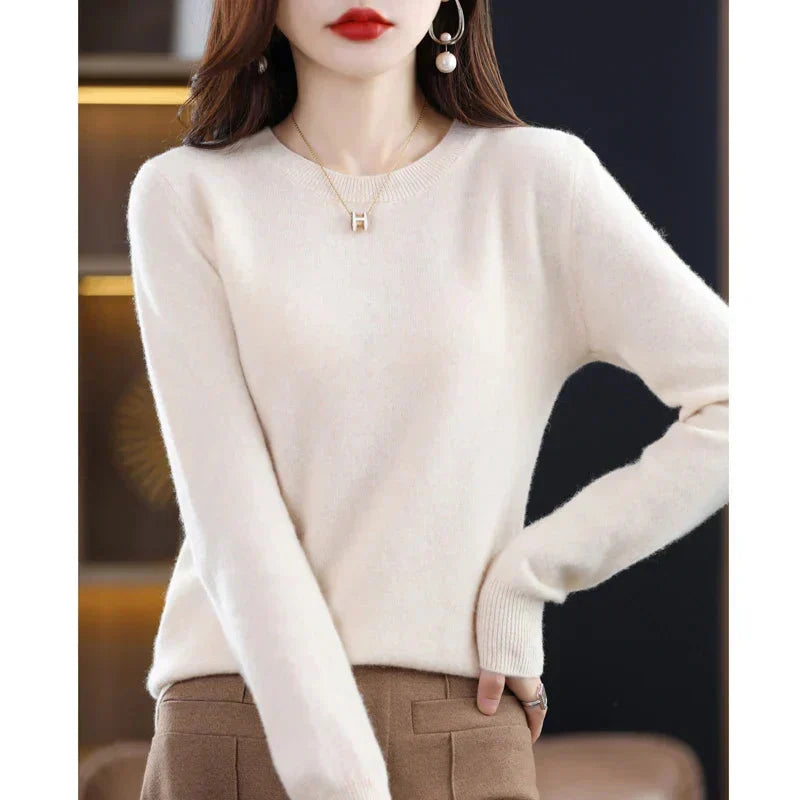 Women's Sweater Soft Lightweight Fine Knit Crew Neck Long Sleeve