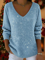 Women's Sweater V-Neck Soft Knit Relaxed Fit