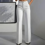 Women's Trousers High-Waisted Straight-Leg Wrinkle-Resistant Polyester