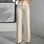 Women's Trousers High-Waisted Straight-Leg Wrinkle-Resistant Polyester