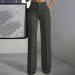 Women's Trousers High-Waisted Straight-Leg Wrinkle-Resistant Polyester