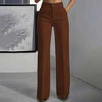 Women's Trousers High-Waisted Straight-Leg Wrinkle-Resistant Polyester