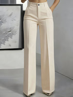Women's Trousers High-Waisted Stretch Woven Fabric