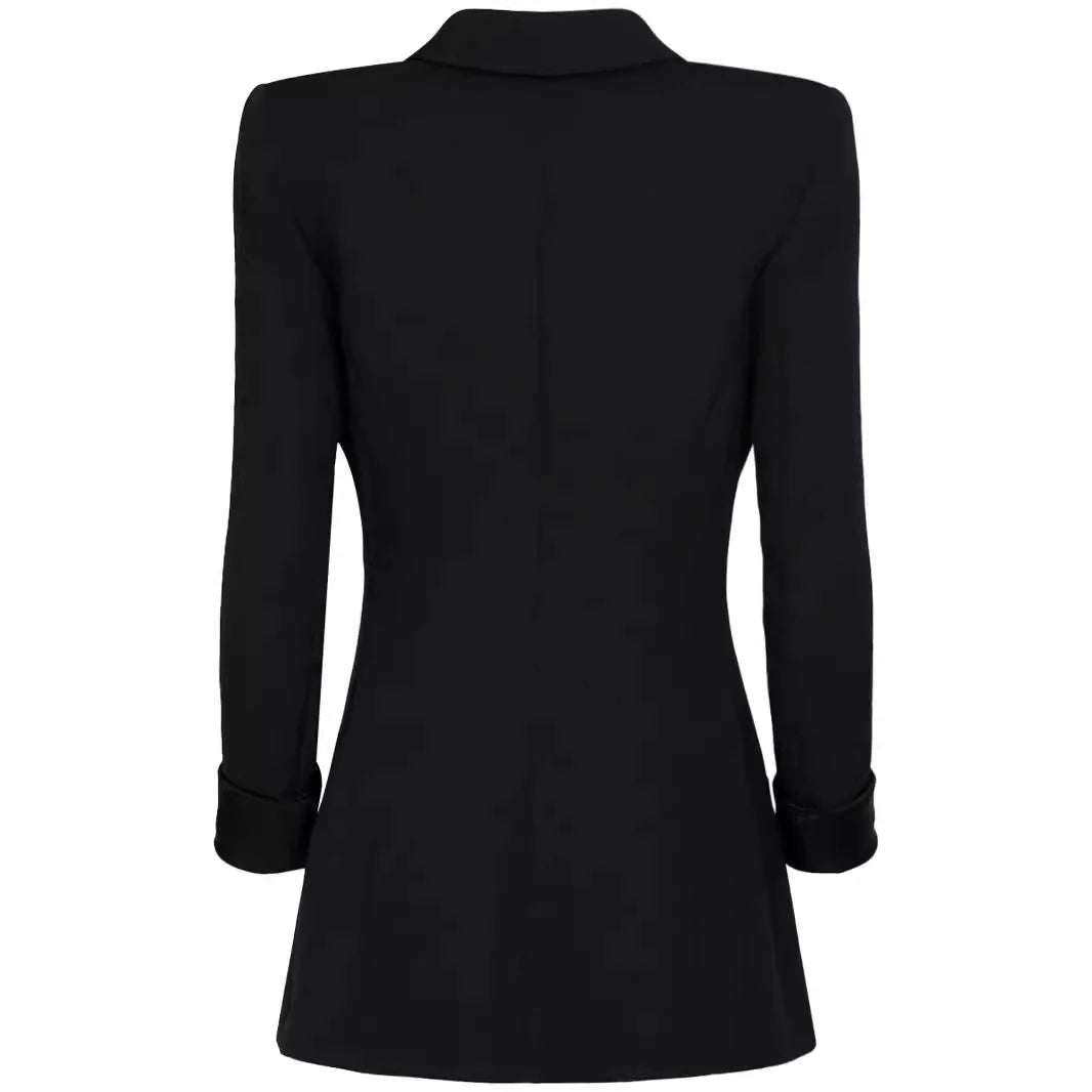 Women's Tuxedo Blazer Fitted Satin Shawl Lapel