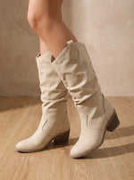 Women's Western Boots Wide-Calf Pull-On Flat Heel
