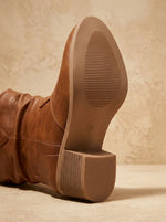 Women's Western Boots Wide-Calf Pull-On Flat Heel