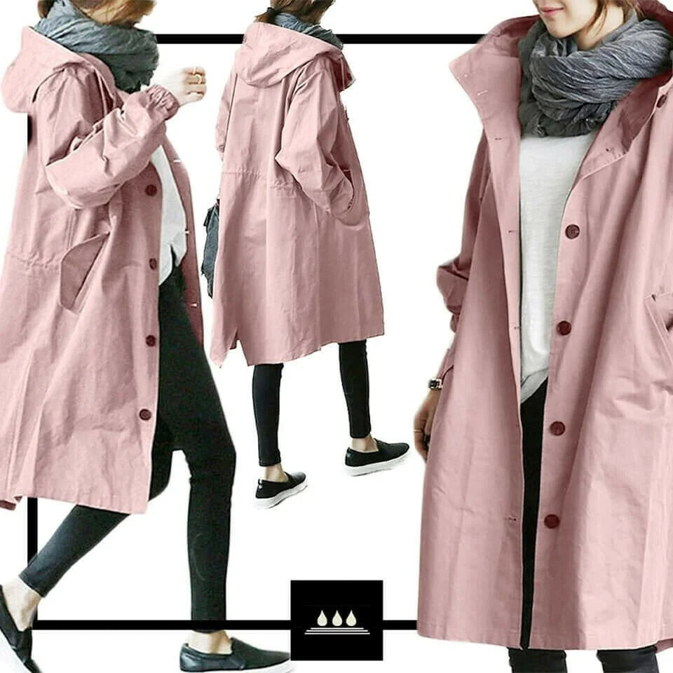 Women's Windbreaker Jacket Oversized Lightweight Water-Repellent Hooded