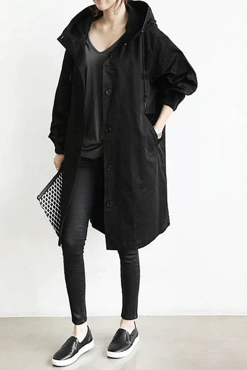 Women's Windbreaker Jacket Oversized Lightweight Water-Repellent Hooded