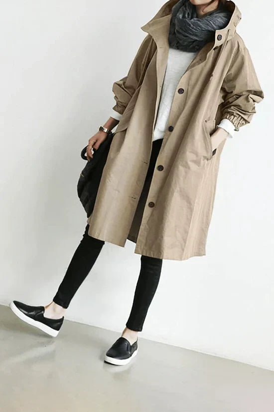 Women's Windbreaker Jacket Oversized Lightweight Water-Repellent Hooded