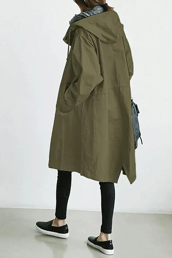 Women's Windbreaker Jacket Oversized Lightweight Water-Repellent Hooded