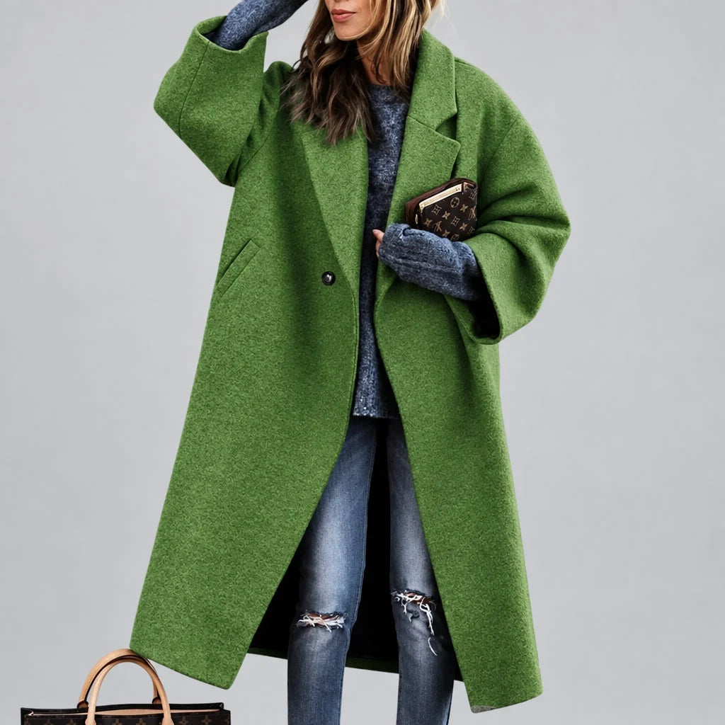Women's Wool Coat Double-Breasted Midweight Long Sleeve