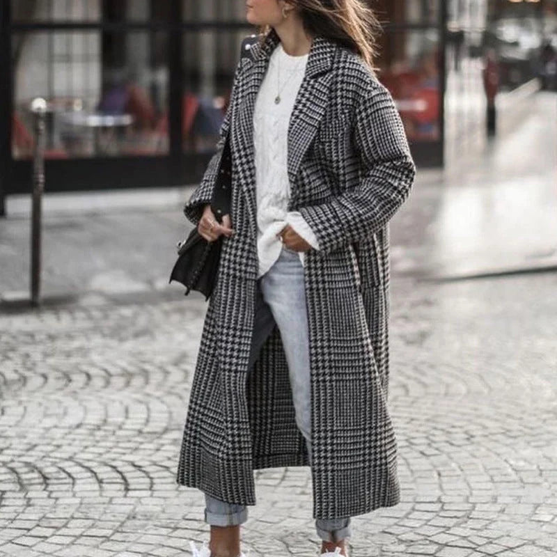 Women's Wool Coat Double-Breasted Midweight Long Sleeve
