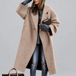 Women's Wool Coat Double-Breasted Midweight Long Sleeve