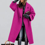 Women's Wool Coat Double-Breasted Midweight Long Sleeve