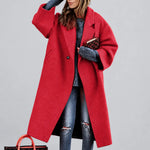Women's Wool Coat Double-Breasted Midweight Long Sleeve