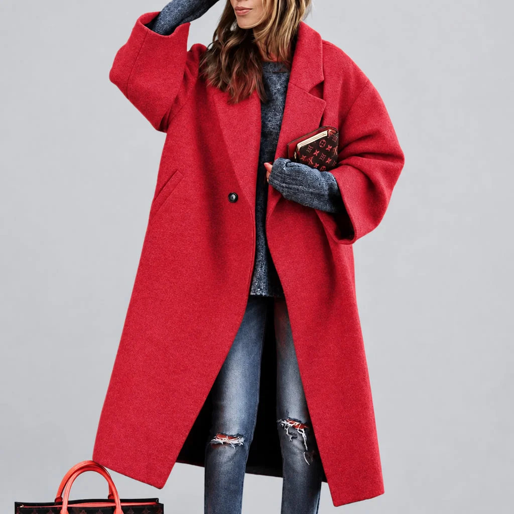 Women's Wool Coat Double-Breasted Midweight Long Sleeve