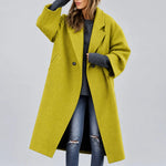Women's Wool Coat Double-Breasted Midweight Long Sleeve
