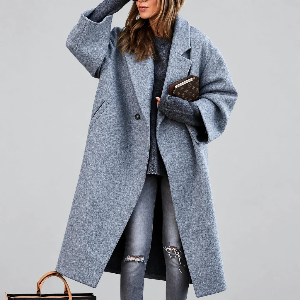 Women's Wool Coat Double-Breasted Midweight Long Sleeve