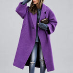 Women's Wool Coat Double-Breasted Midweight Long Sleeve