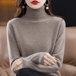 Women's Wool Jumper Lightweight Roll Neck Fitted Knit