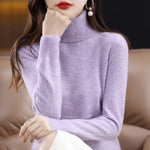 Women's Wool Jumper Lightweight Roll Neck Fitted Knit