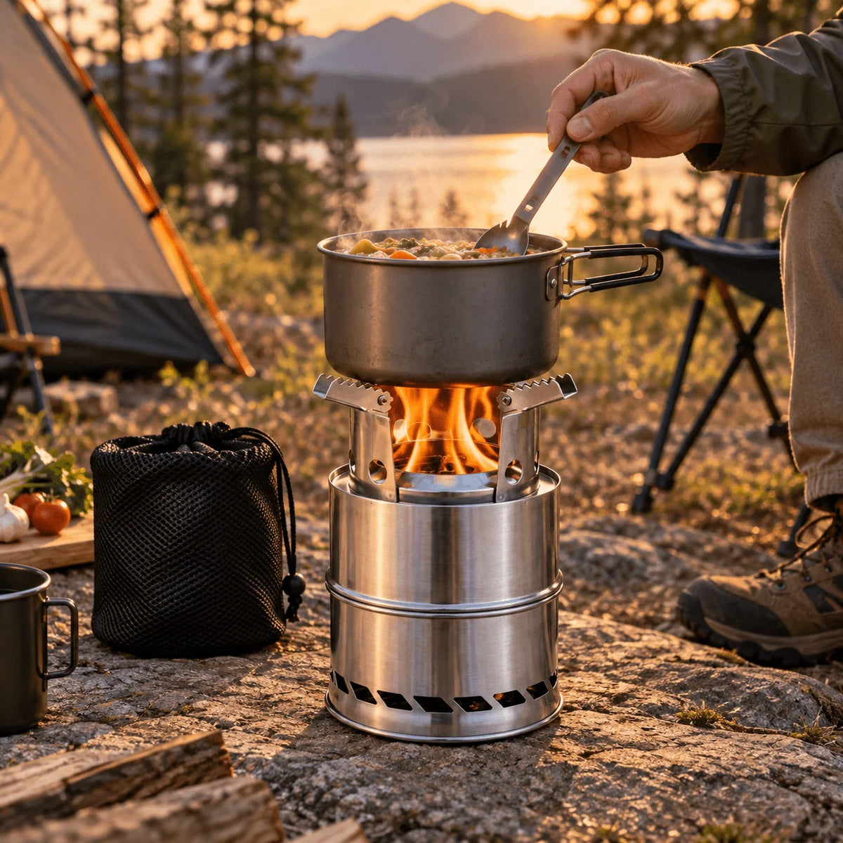 Wood Burning Stove Stainless Steel Double-Wall Combustion Nesting Design