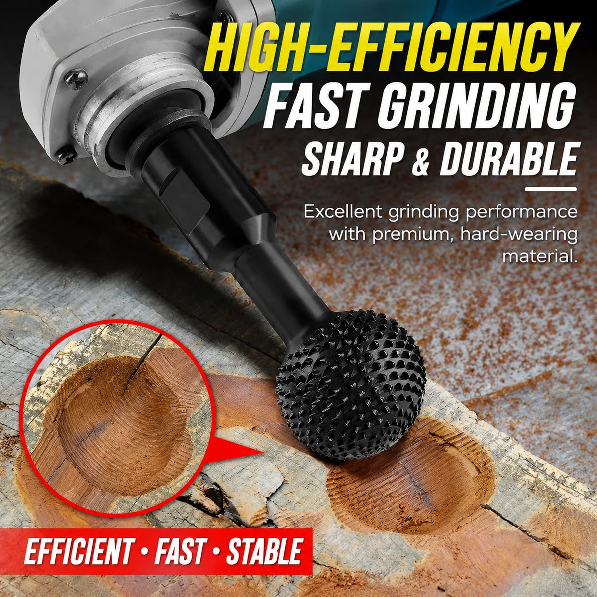 Wood Carving Rasp Ball-Shaped Carbon Steel for Angle Grinder