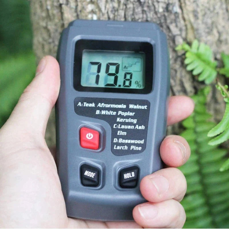 Wood Moisture Meter Pin Probe Backlit LCD Four Presets