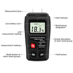 Wood Moisture Meter Pin Probe Backlit LCD Four Presets