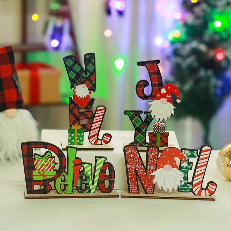 Wood Sign Noel Tabletop Santa & Gift Motifs