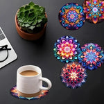Wooden Coaster Mandala Design Heat-Resistant Non-Slip