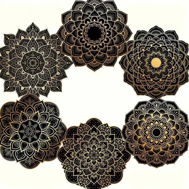 Wooden Coaster Mandala Design Heat-Resistant Non-Slip