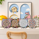 Wooden Jigsaw Puzzle Cat-Shaped 1008 Pieces Display Frame