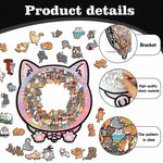 Wooden Jigsaw Puzzle Cat-Shaped 1008 Pieces Display Frame