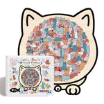 Wooden Jigsaw Puzzle Cat-Shaped 1008 Pieces Display Frame