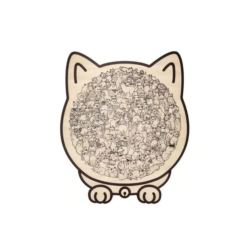 Wooden Puzzle Cat-Shaped 135-Piece Morandi Colors
