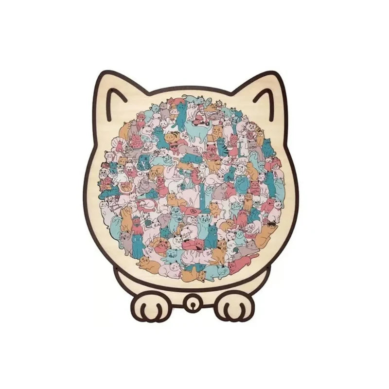 Wooden Puzzle Cat-Shaped 135-Piece Morandi Colors