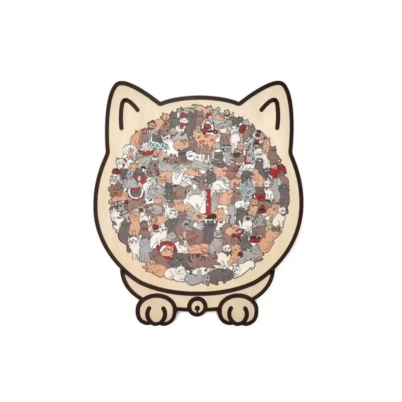 Wooden Puzzle Cat-Shaped 135 Pieces Morandi Colors